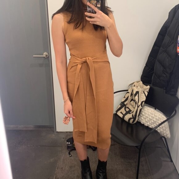 Toccin Knit Tie Front Turtleneck Dress - Picture 2 of 2